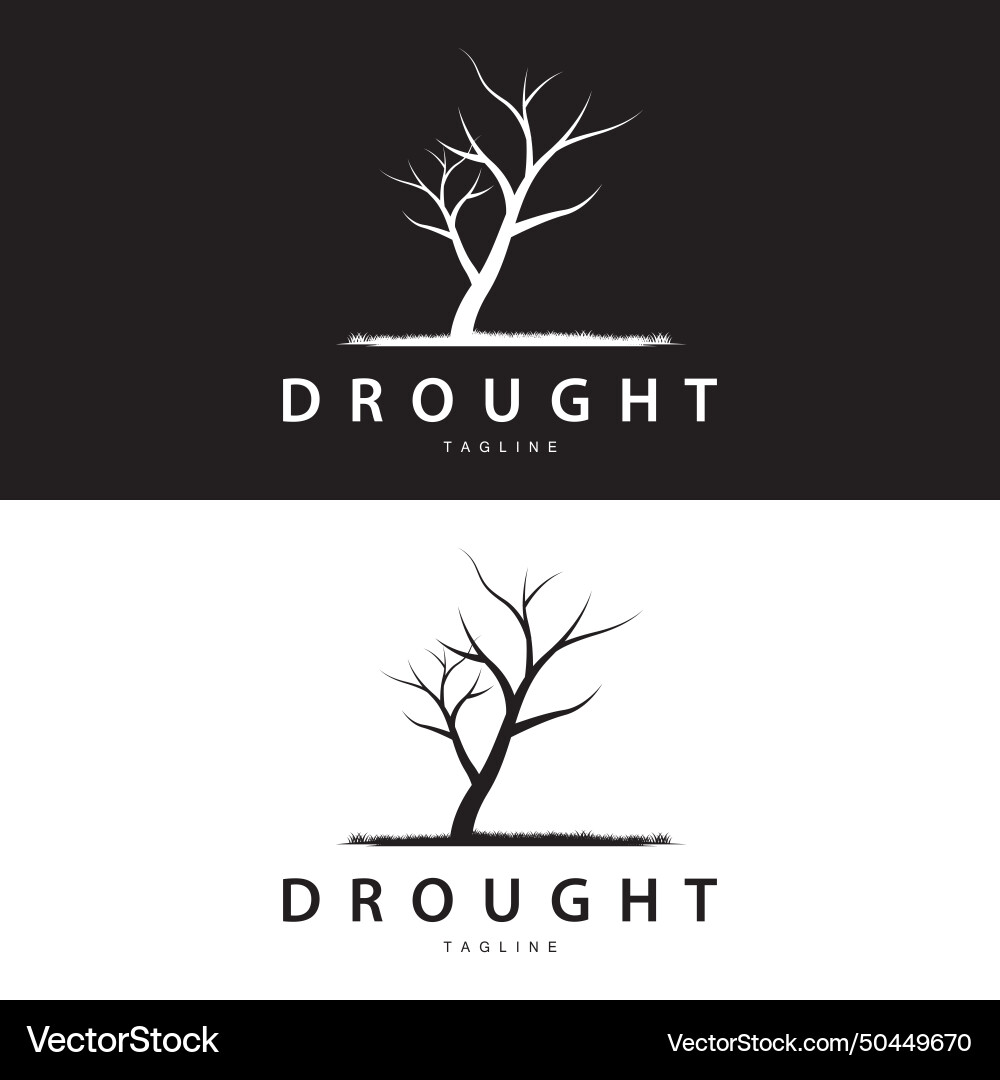 Drought logo dry tree design with simple Vector Image