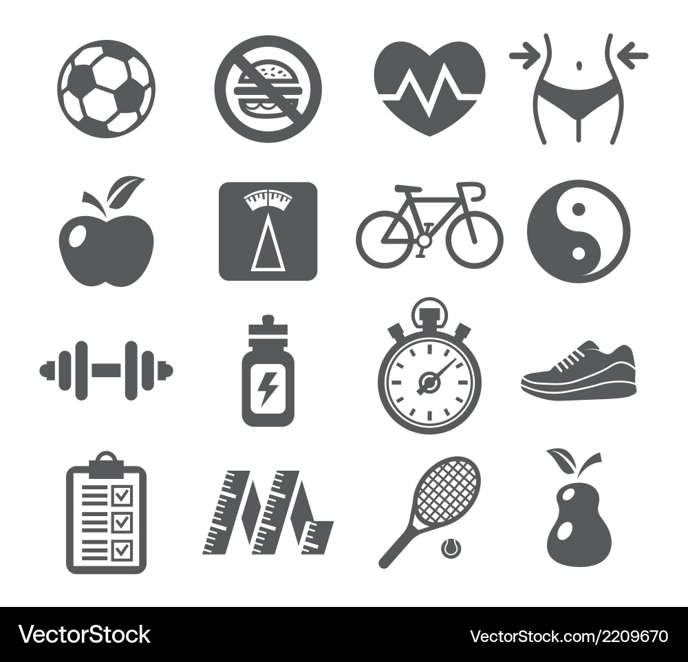 Fitness and Health Icon Set Vector Image