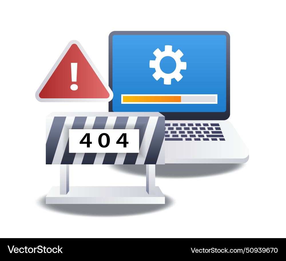 Process of loading repair error code 404 flat Vector Image