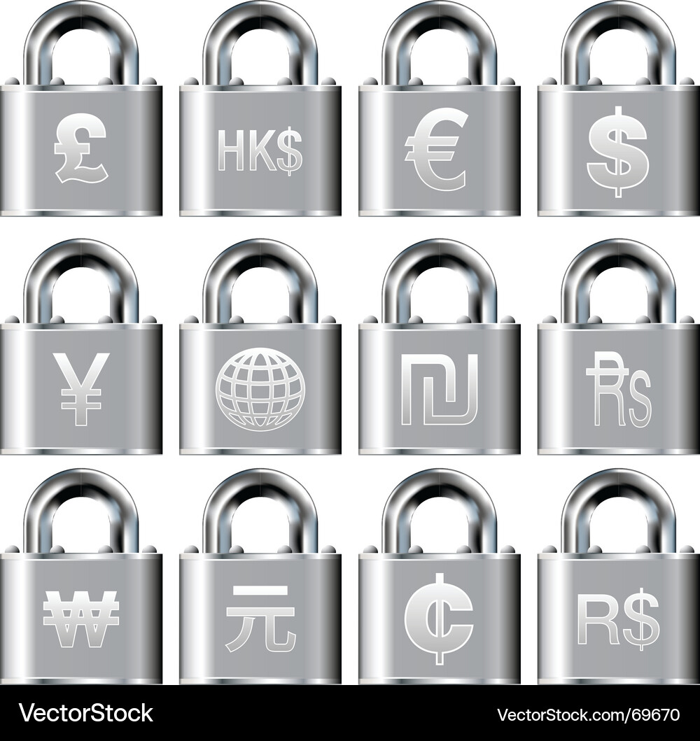 Secure currency icons Vector Image