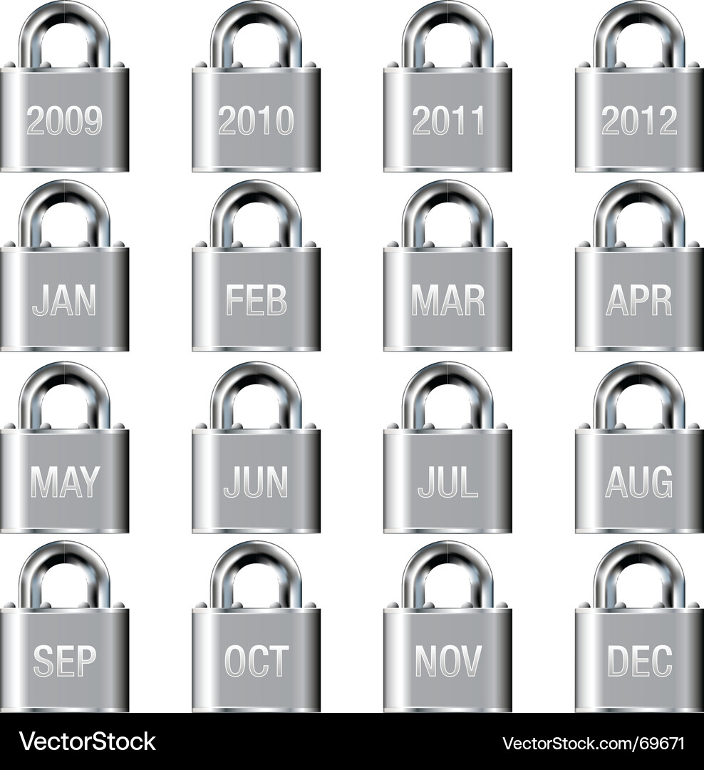 Calendar icons on lock buttons Vector Image