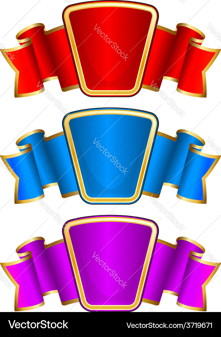 Collection frame with ribbon in 3 color Vector Image