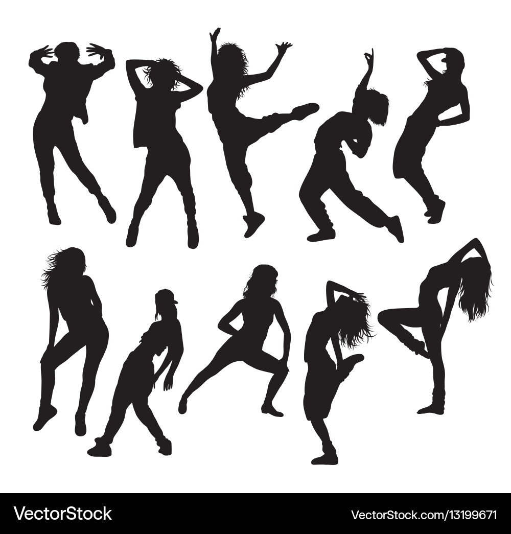 Hip Hop Dance Silhouettes vector image