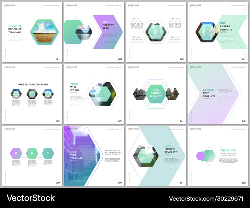 Minimal brochure templates with colorful hexagonal Minimal brochure templates with colorful hexagonal vector image