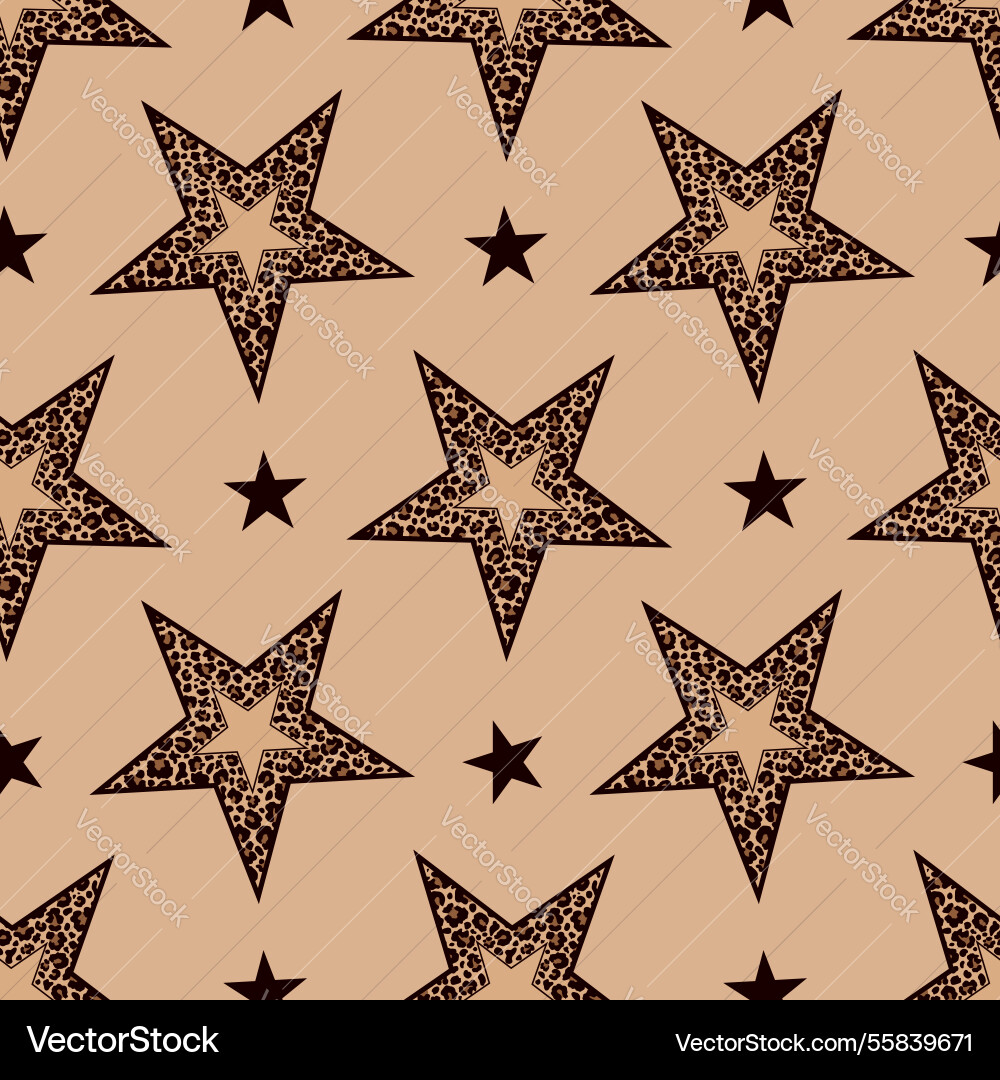 Seamless pattern of leopard print stars vector image