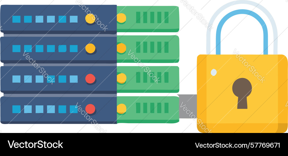 Server security padlock icon for data center vector image