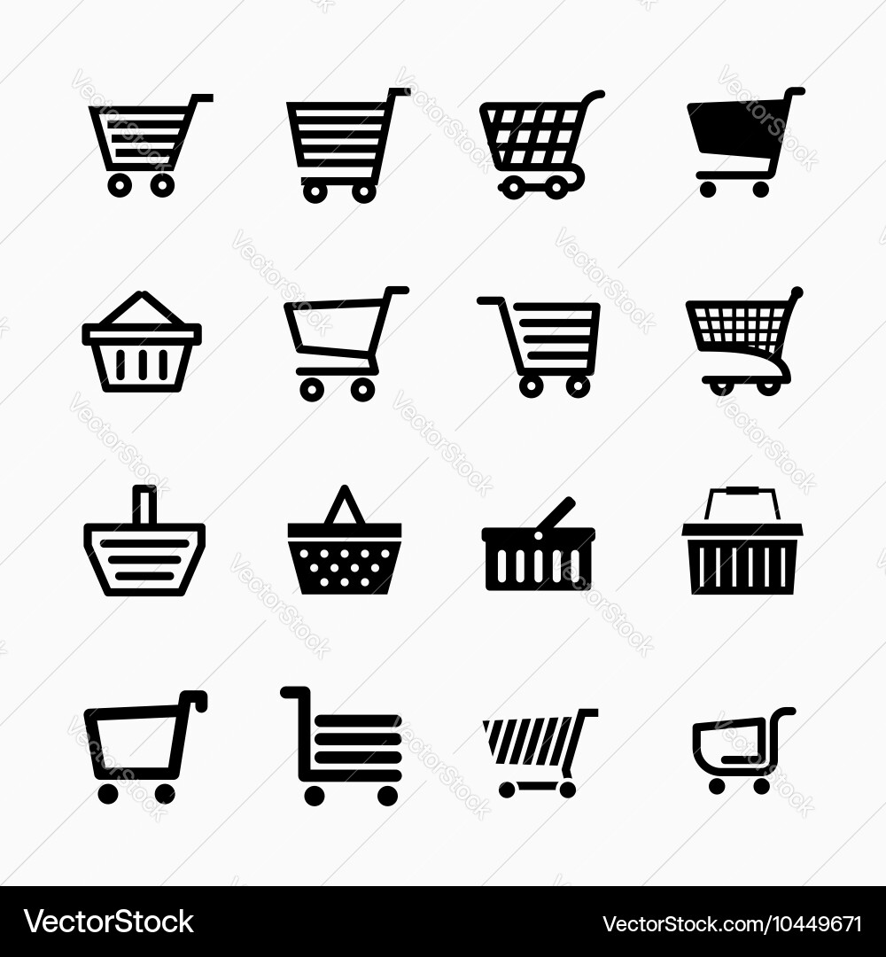 Shopping cart icons set add to website vector image