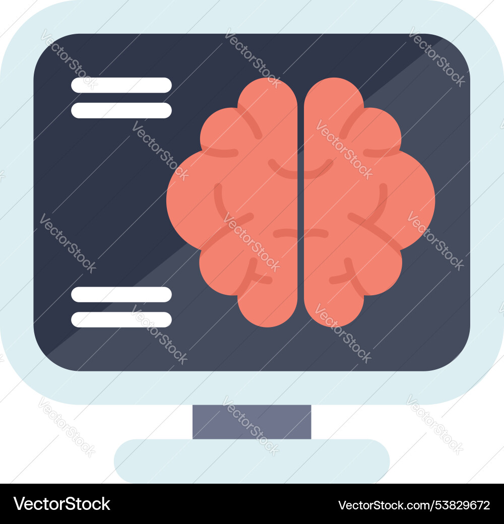 Computer showing human brain on screen Computer showing human brain on screen vector image