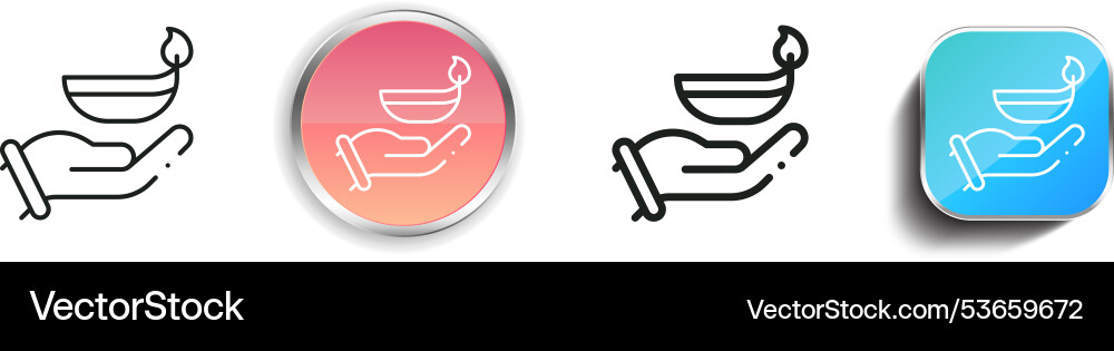 Diwali icon thin linear regular and button style vector image