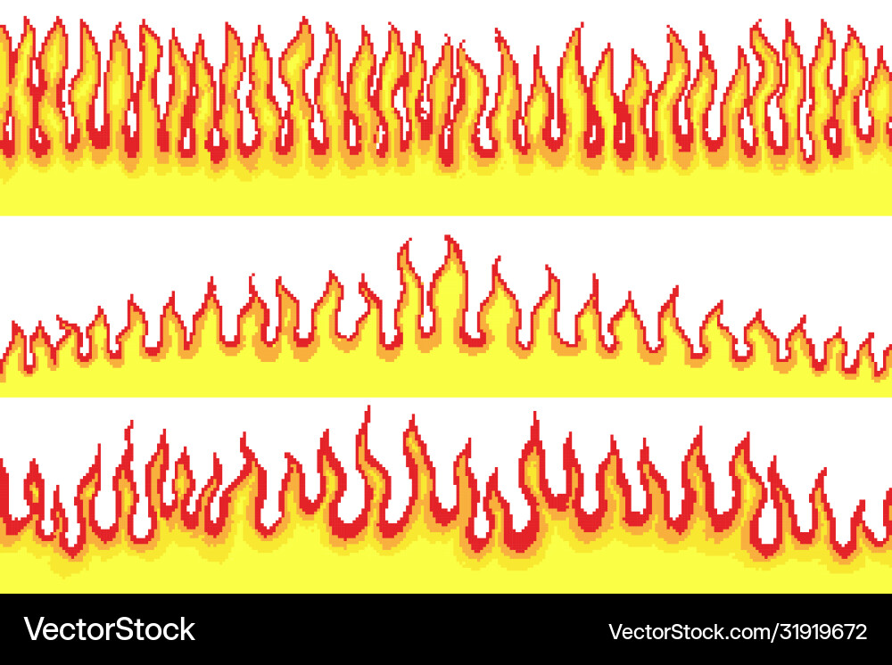Flame background pixel art 8 bit fire objects Flame background pixel art 8 bit fire objects vector image