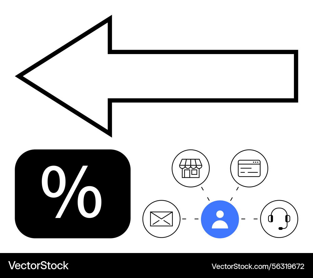 Leftward Arrow User Service Connection vector image