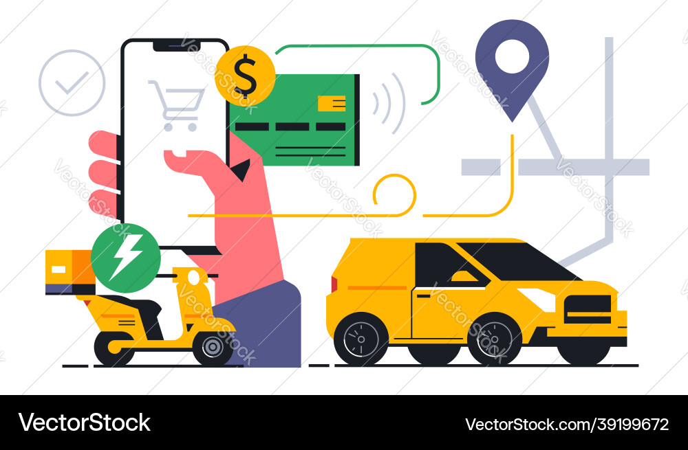Online-Food-Lieferservice zu Hause Online-Food-Lieferservice zu Hause vektorbild