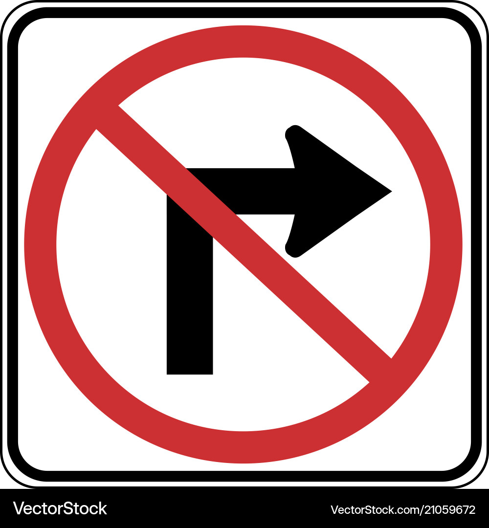 Usa traffic road signs no right turn vector image