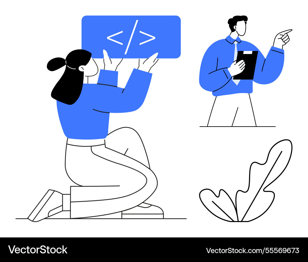 Collaborative coding teamwork in software Collaborative coding teamwork in software vector image