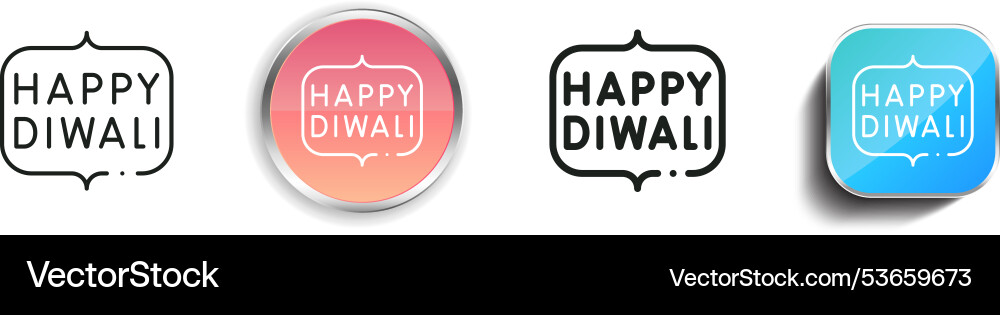 Diwali icon thin linear regular and button style vector image