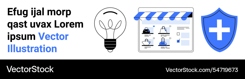 E-commerce store with security shield light bulb Vector Image