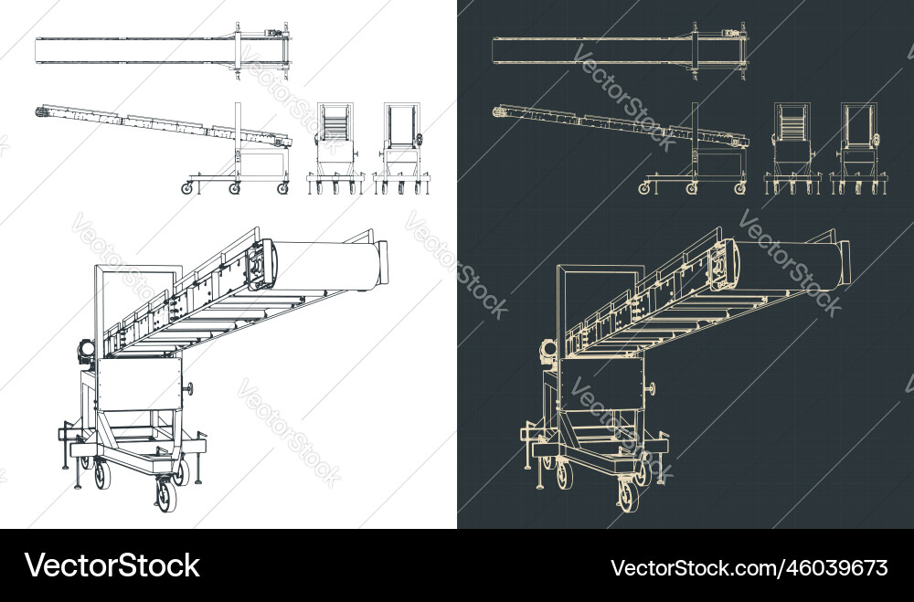 Clinker Loading Conveyor Drawing.pdf Inclination loading conveyor blueprints Royalty Free Vector
