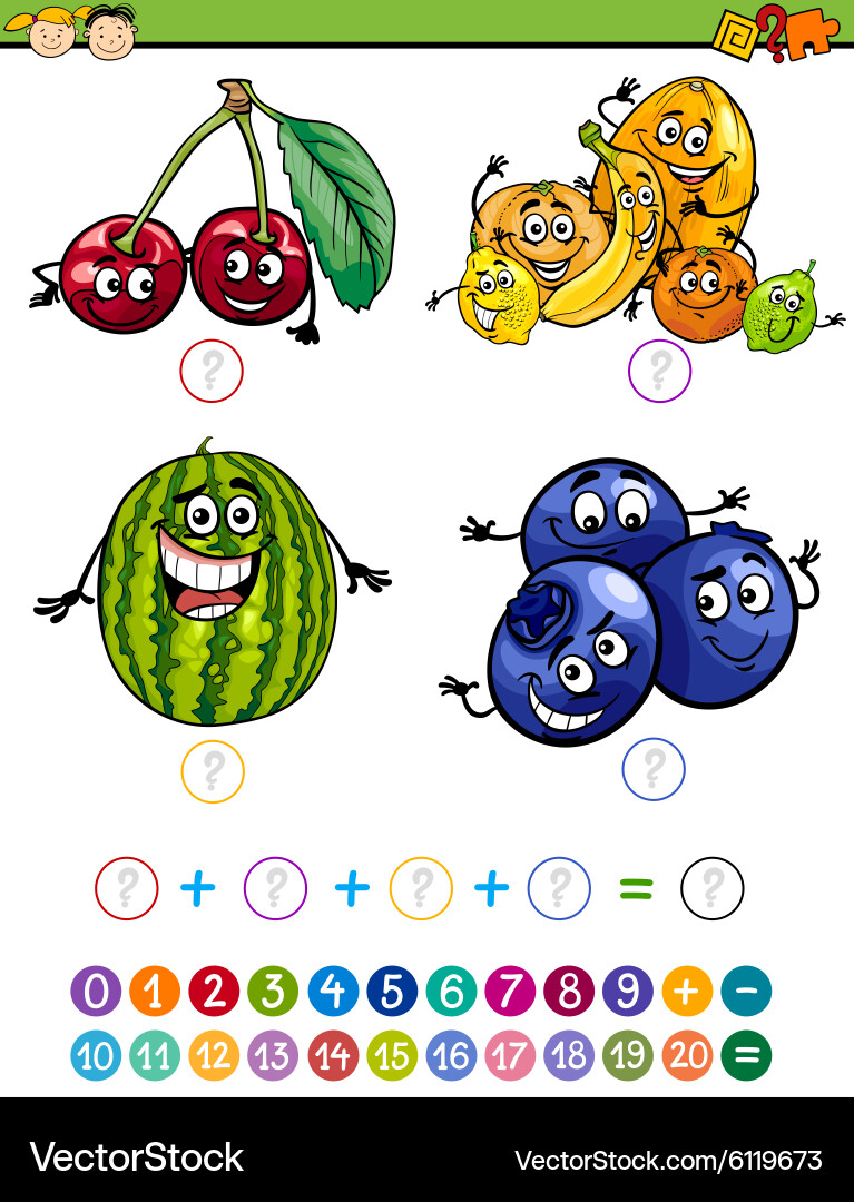 Math Task with Fruits vector image