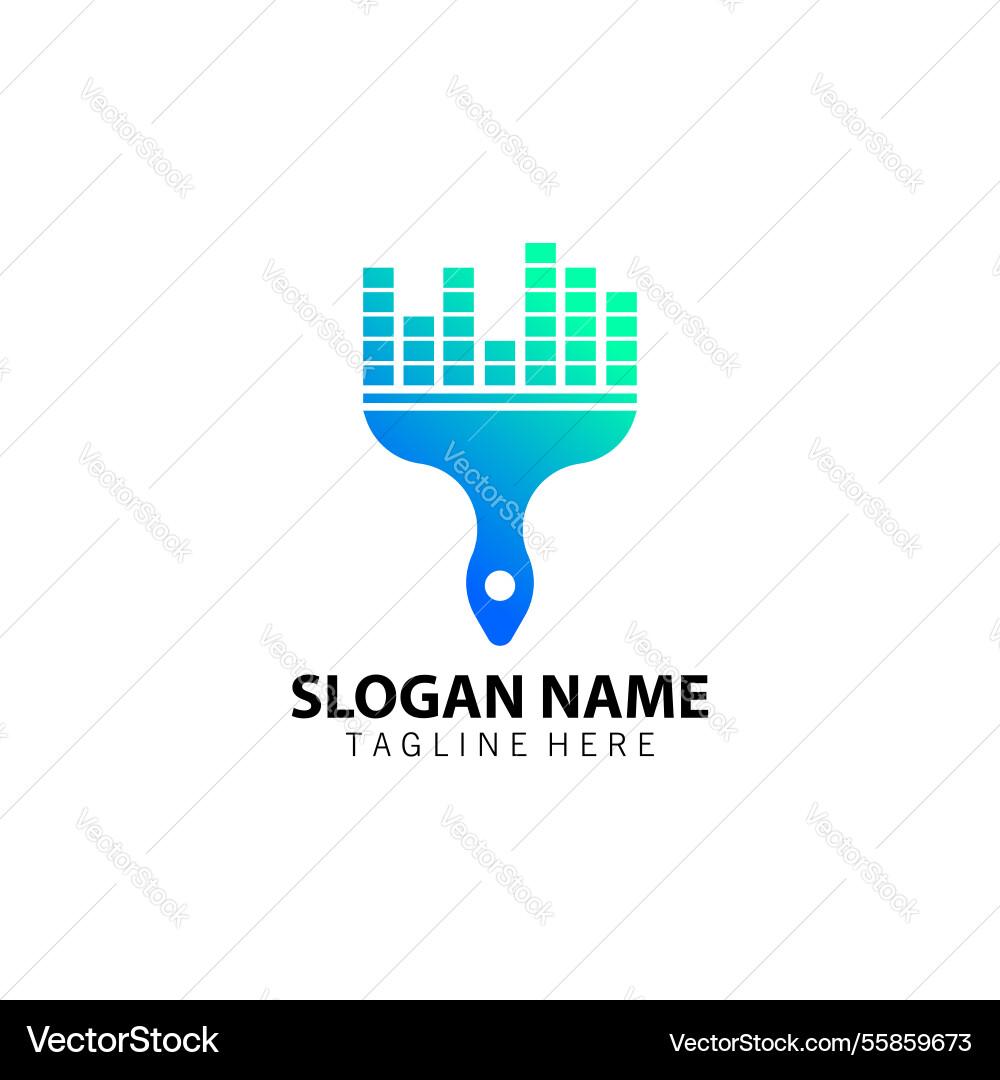 Paint brush equalizer logo design Vector Image