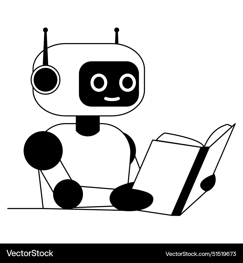 Robot reading a book Robot reading a book vector image