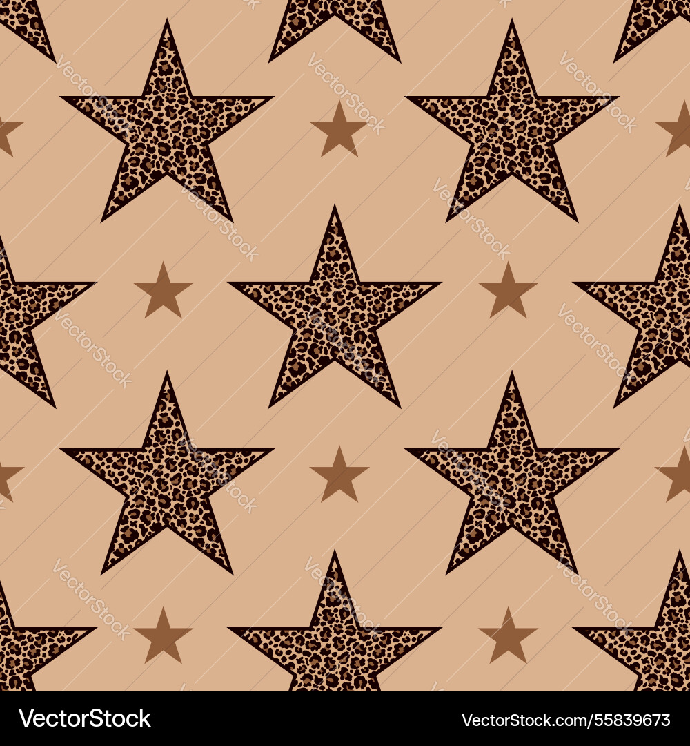 Seamless pattern of leopard print stars vector image