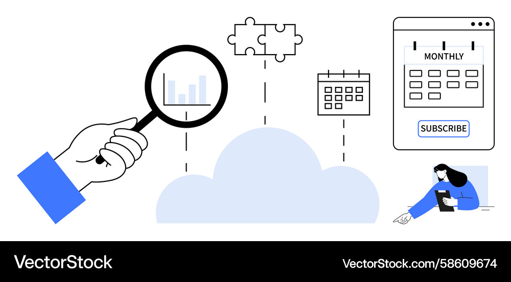 Cloud-based data analysis and subscription Cloud-based data analysis and subscription Vector Image