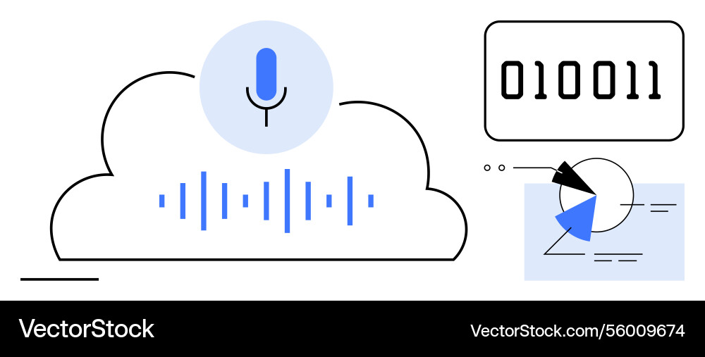 Cloud-based voice recognition technology with data Cloud-based voice recognition technology with data vector image