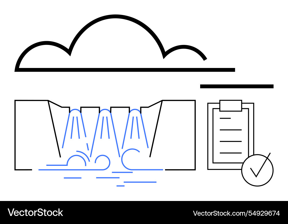 Cloud management with hydro flow and checklist Cloud management with hydro flow and checklist vector image