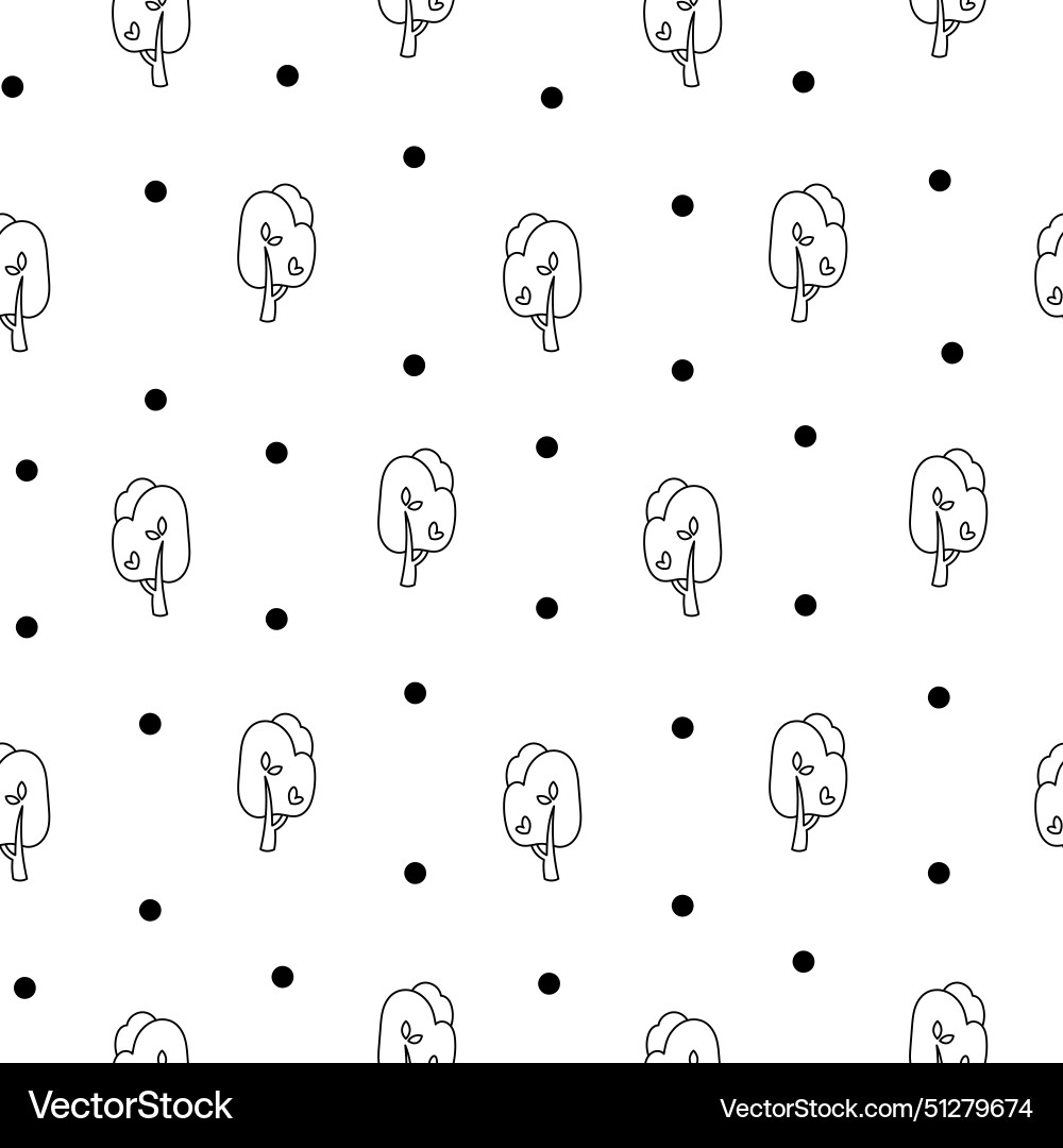Deciduous tree seamless pattern coloring page Deciduous tree seamless pattern coloring page vector image