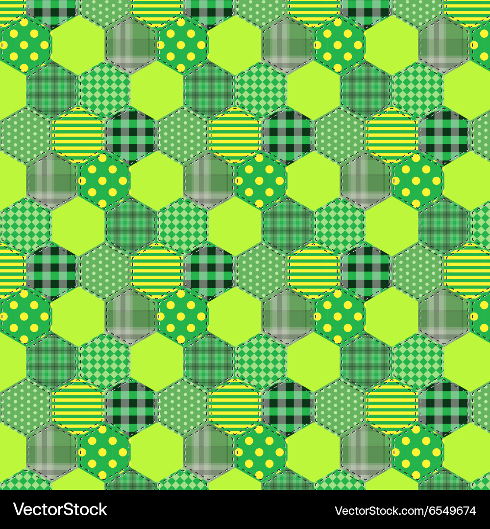 Patchwork Green Hexagon Pattern vector image
