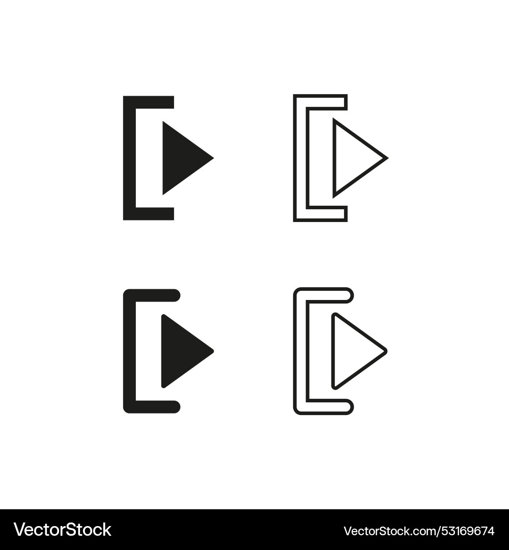 Play button icons set four different symbols Vector Image