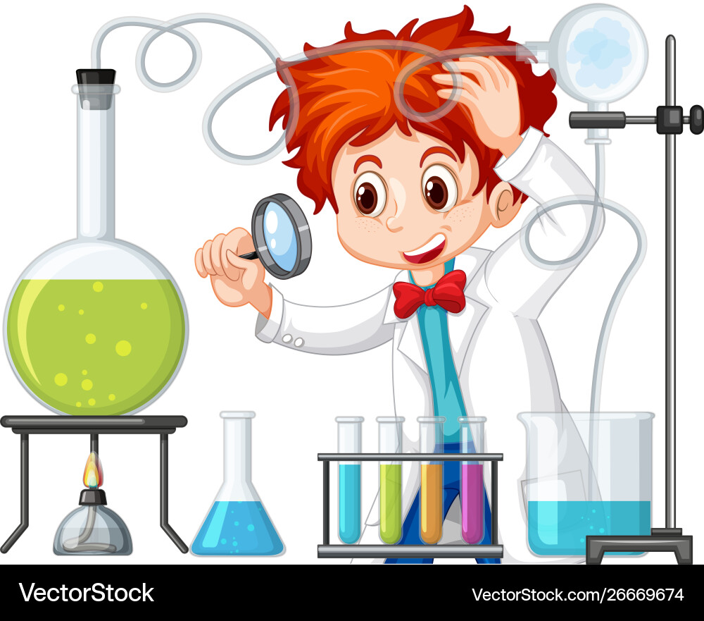 Scientist working with science tools in lab Scientist working with science tools in lab vector image