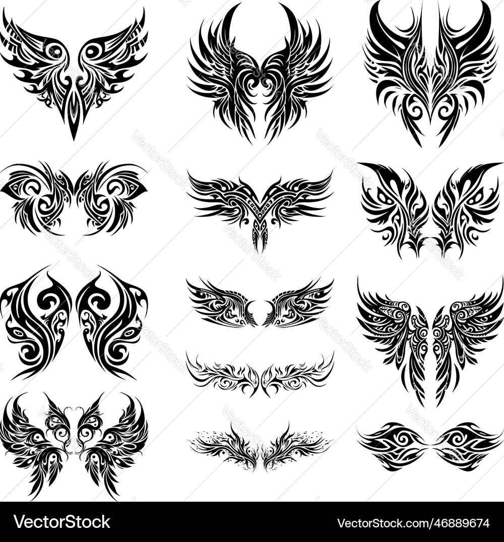 Tribal tattoo element set Tribal tattoo element set Vector Image