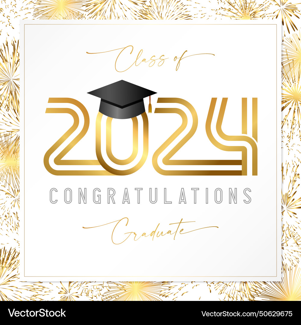 Klasse 2024 Graduierung Karte Vektorbild