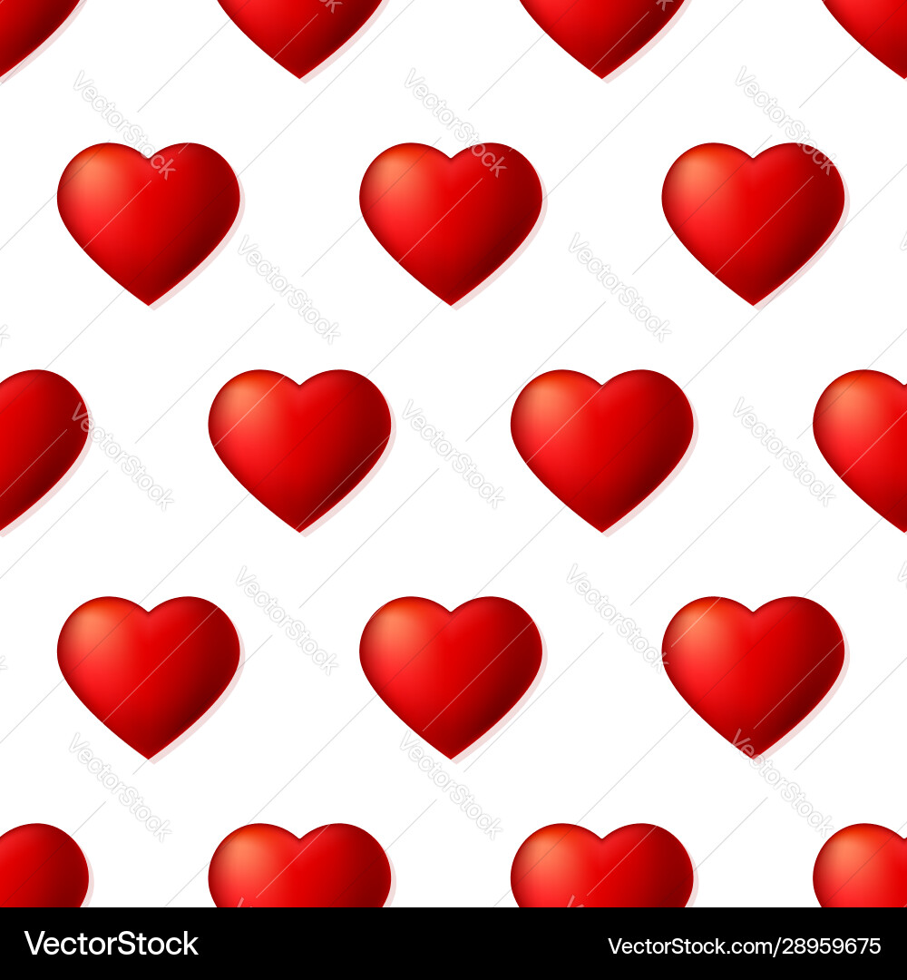 Seamless pattern with volume red hearts isolated Seamless pattern with volume red hearts isolated vector image