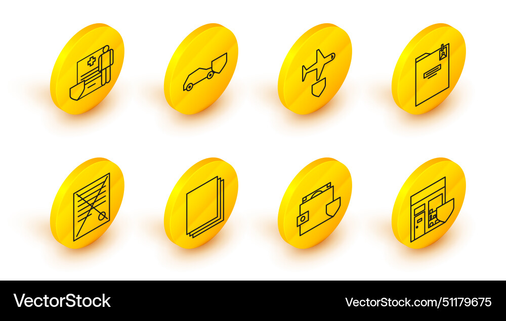 Set line shopping building with shield wallet Set line shopping building with shield wallet vector image