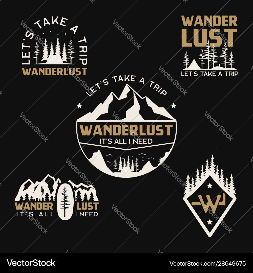 Vintage Mountain Camp Badges Vector Image