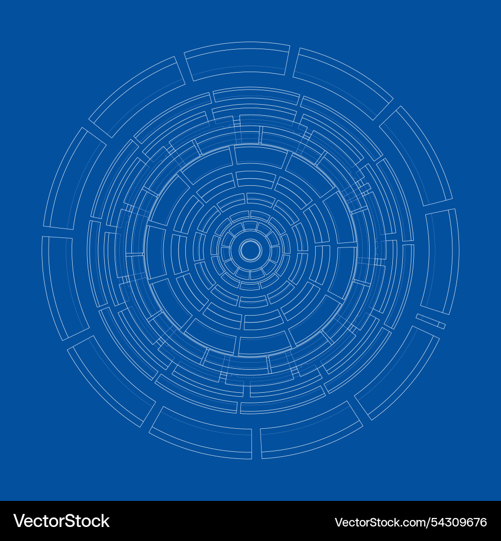 3d circular pattern style wireframe model vector image