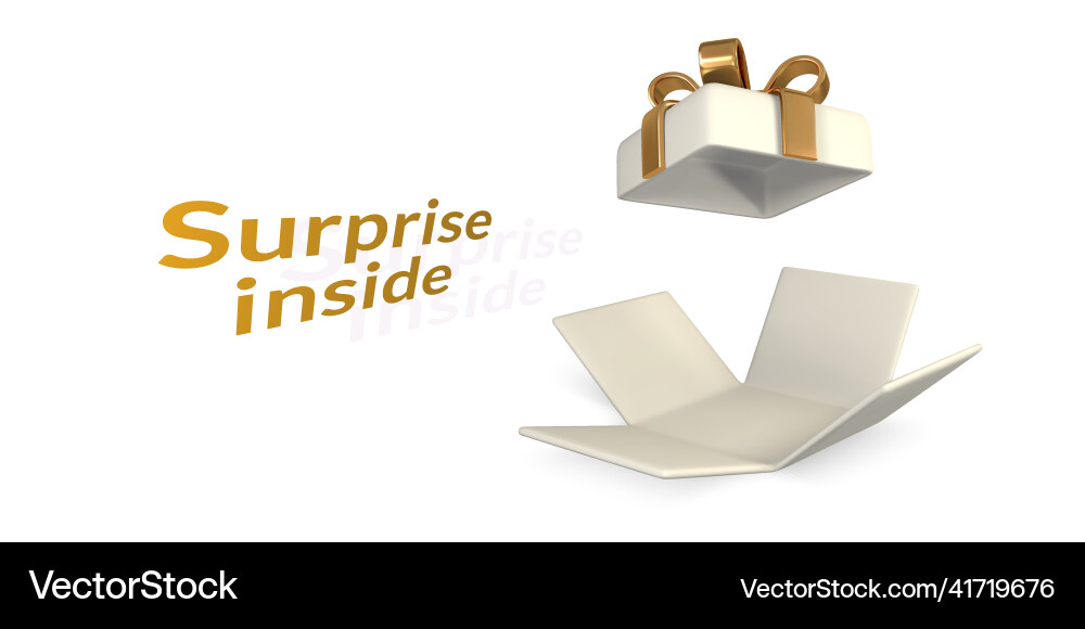 3d render and draw by mesh realistic open gift 3d render and draw by mesh realistic open gift vector image