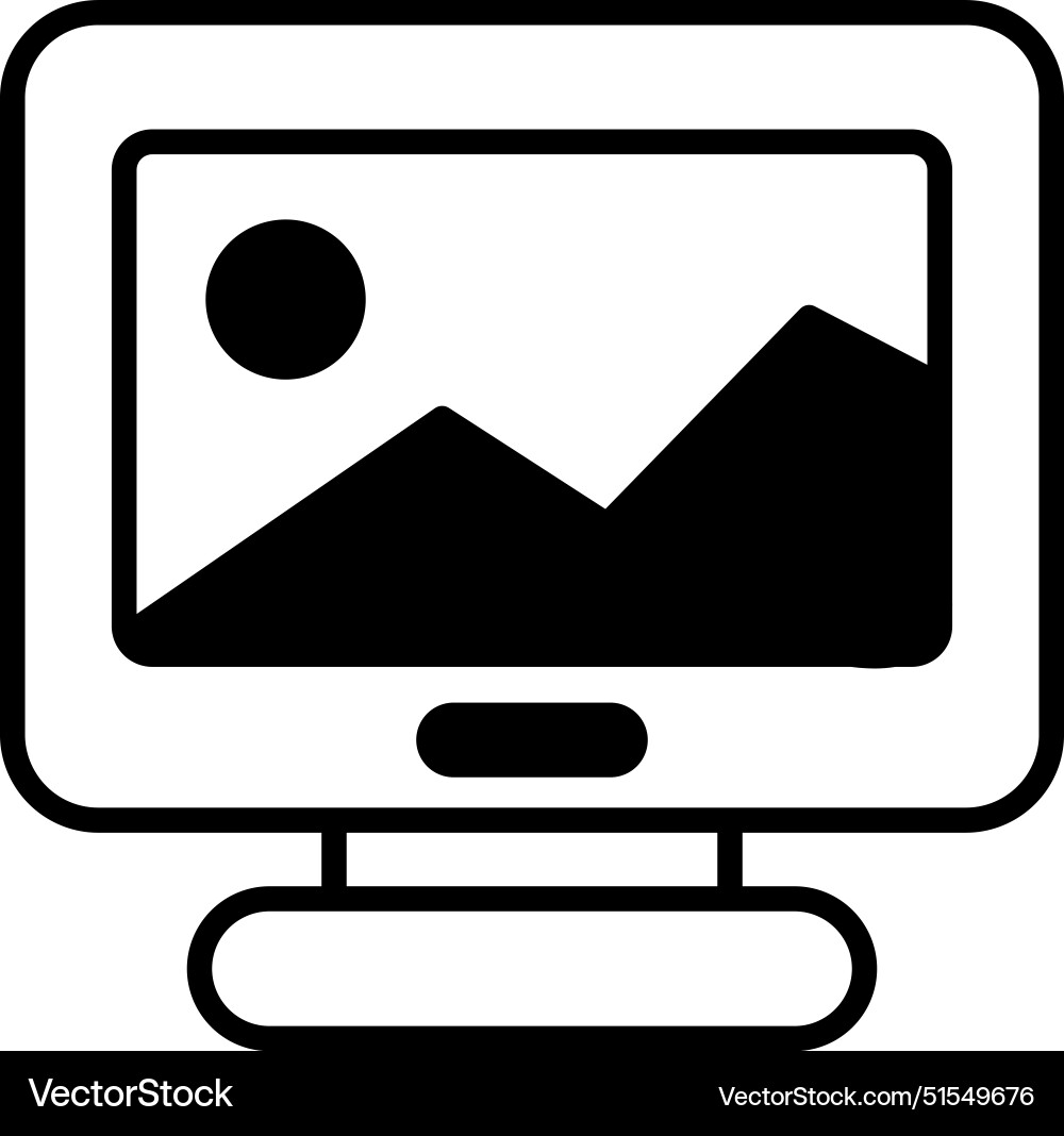 A computer monitor with picture of mountains A computer monitor with picture of mountains vector image
