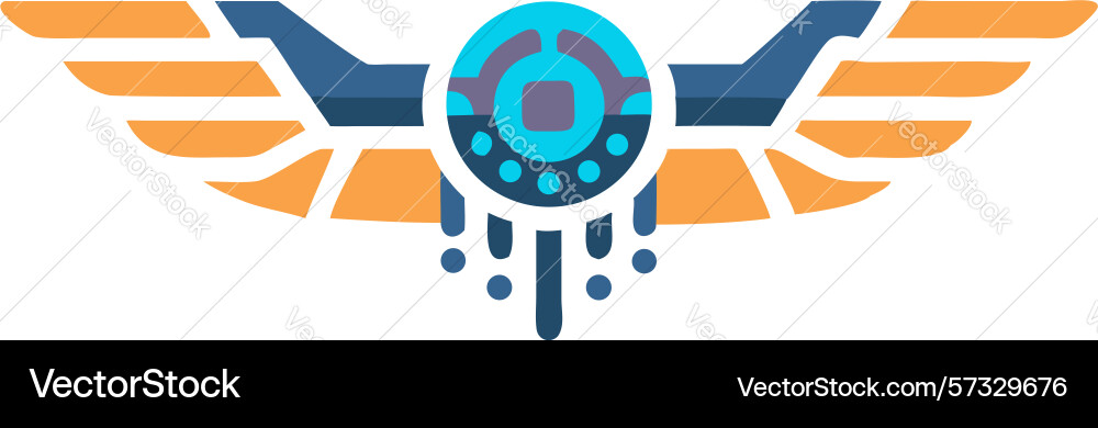 Abstract winged emblem with central core dynamic Vector Image