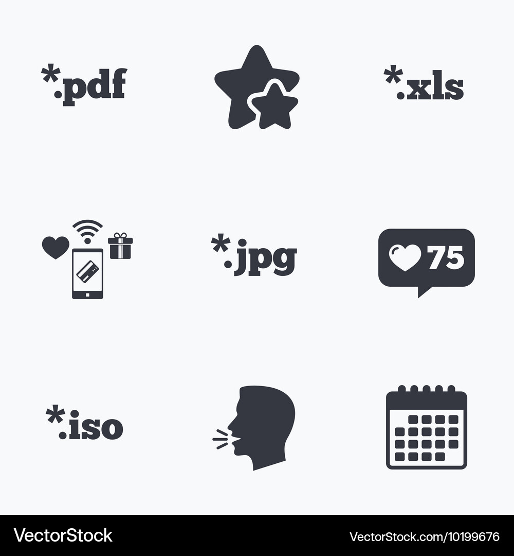 Document signs file extensions symbols Vector Image