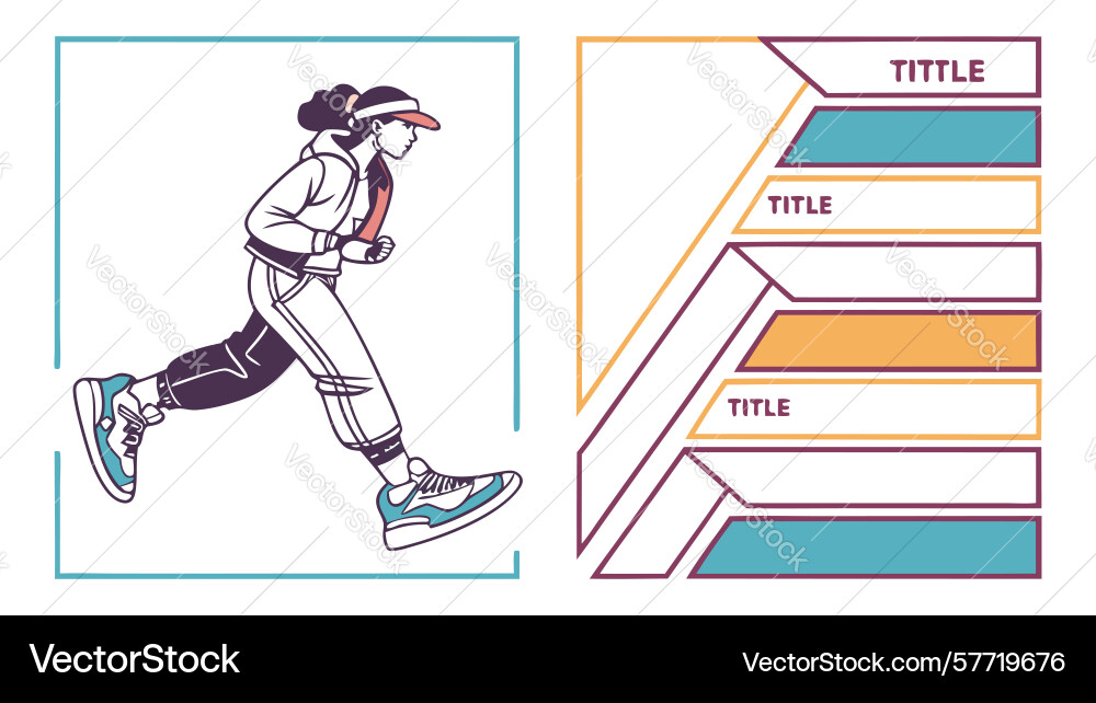 Dynamic runner with infographic text boxes design vector image