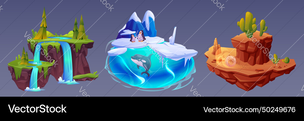 Floating island platform for game ui design vector image