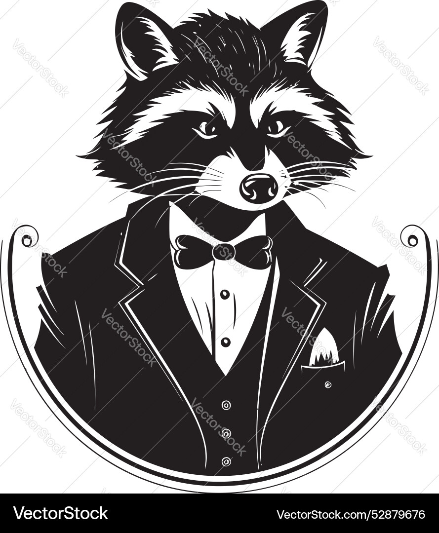 Graceful masked bandit iconic mark raccoon Vector Image