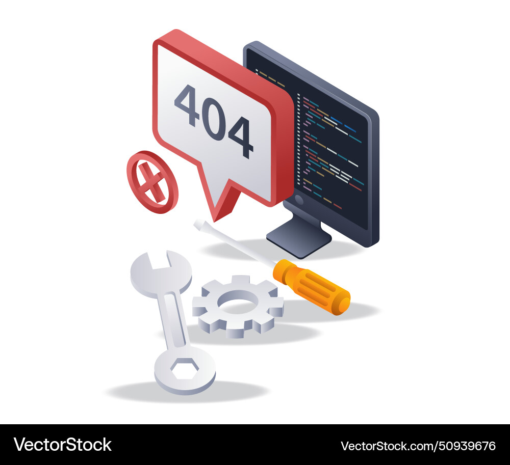 Programmer repair internet error code 404 flat Programmer repair internet error code 404 flat vector image