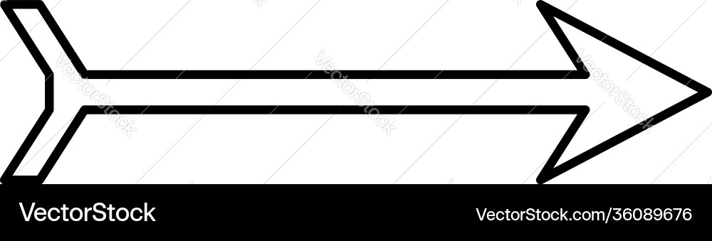 White arrow with a tail pointing to right vector image