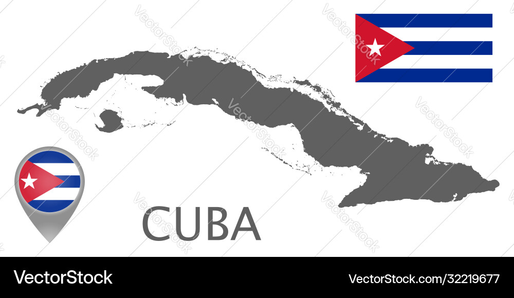 Cuba Map with Flag and Pointer vector image