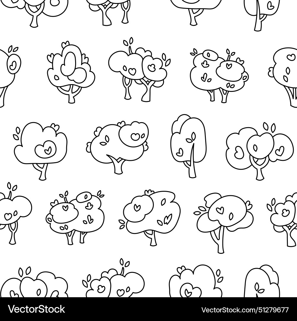 Deciduous tree seamless pattern coloring page Deciduous tree seamless pattern coloring page vector image