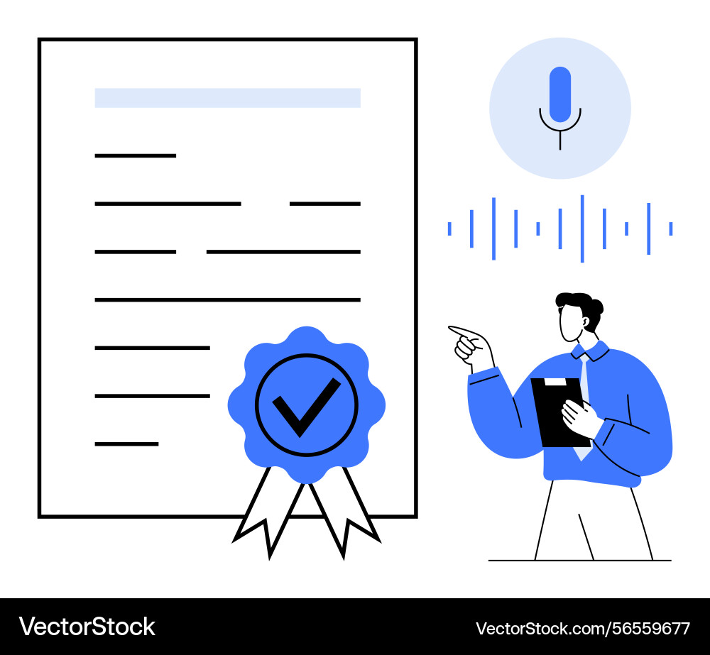 Digital document validation with voice recognition Digital document validation with voice recognition vector image